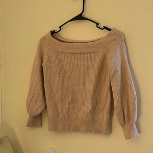 Anthropologie Moth Ribbed Cropped  Blush Pink Boat Neck Womens